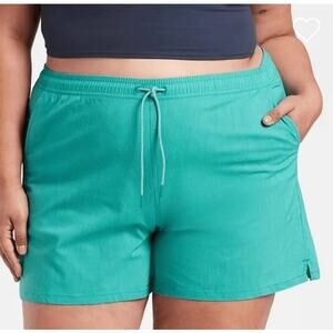 Athleta Shorts Women 3X Green Marins 5" Board Short Mid Rise Quick Dry Pockets